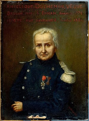 Duchemin, Marie-Anlelique Marie Angelique Duchemin (1772-1859) nahm in den Reihen der 42. Demi-Brigade an den Kämpfen auf Korsika während der Französischen Revolution teil und war 1851 die erste Frau, die in die Ehrenlegion Aufnahme fand. Napoléon I. lehnte die Auszeichnung ab.
