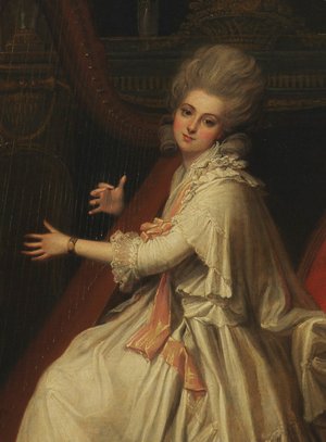 Harfe spielende Marianne Dorothy Harland (1759-1785) nach einem Gemälde von Richard Cosway.Marianne Dorothy Harland (1759-1785)