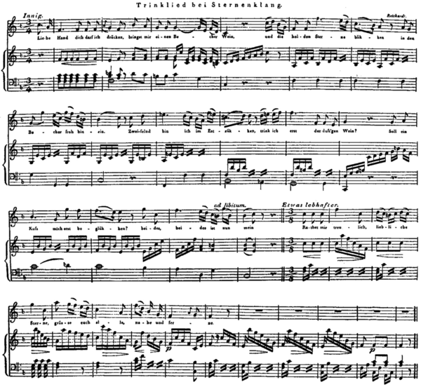 Notenblatt von »Trinklied bei Sternennacht« in einer Komposition von Kapellmeister Reichardt