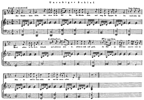 Notbenblatt »Unruhiger Schlaf« Notenblatt von »Unruhiger Schlaf« in einer Komposition von Kapellmeister Reichardt