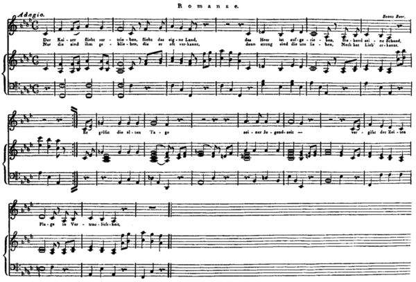 Notenblatt von »Romanze« in einer Komposition von Kapellmeister Reichardt