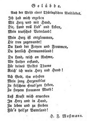 Hans Ferdinand Massmann »Gelübde« aus dem Jahre 1823