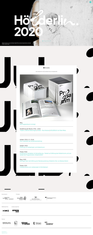 Screenshot der Website Hölderlin2020 Screenshot der Website https://www.hoelderlin2020.de