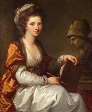 Angelika Kauffmann - Selbstbildnis mit Büste der Minerva um das Jahr 1784 entstanden. Gemalt mit Öl auf Leinwand © Bündener Kunstmuseum