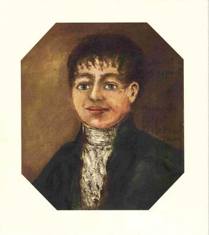 Henry de Kleyst (Gefangenschaftsbild) vom unbekanntem Künstler  Frankreich 1807 (Öl auf Büttenpapier, 26 x 22,5 cm, an den Kanten unregelmäßig beschnitten, achteckig)