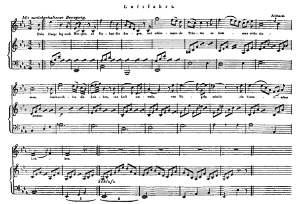 Notenblatt von »Luftfahrt« in einer Komposition von Kapellmeister Reichardt