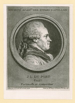 Jean-Louis Duport (!749-1819) war ein französischer Cellist, Komponist und Musikpädagoge, der mit seinem »Essai sur le doigté du violincelle et sur la comduitte de l'archet« ein entsprechendes Grundlagenwerk verfasste.