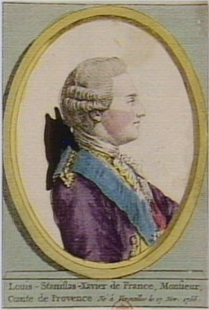 Louis-Stanislas-Xavier de Provonce (1755-1824), der nachmalige König Louis XVIII. de Bourbon Louis-Stanislas-Xavier de Provonce (1755-1824), der nachmalige König Louis XVIII. de Bourbon