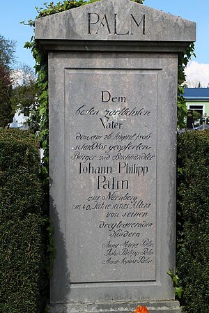 Das Grabmal von Johann Philipp Palm (I766-1806) in Braunau am Inn durch seine Kinder errichtet © Stadt Braunau am Inn
